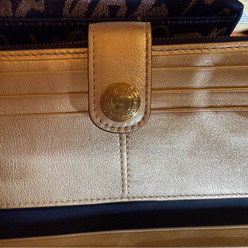 Coach New York Script Blue and Gold Shoulder Bag with Heart Accents Set of 2 - Picture 12 of 12